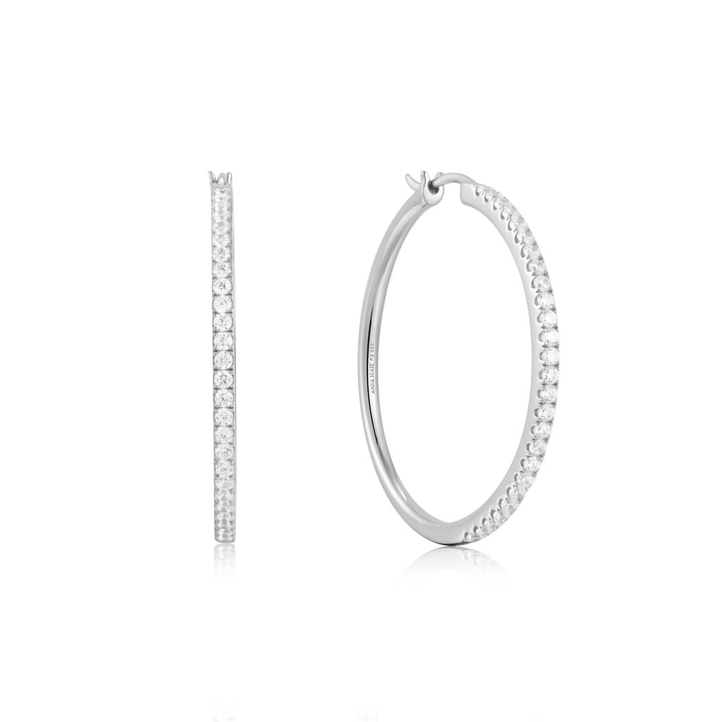 Silver Pav� Hoop Earrings
