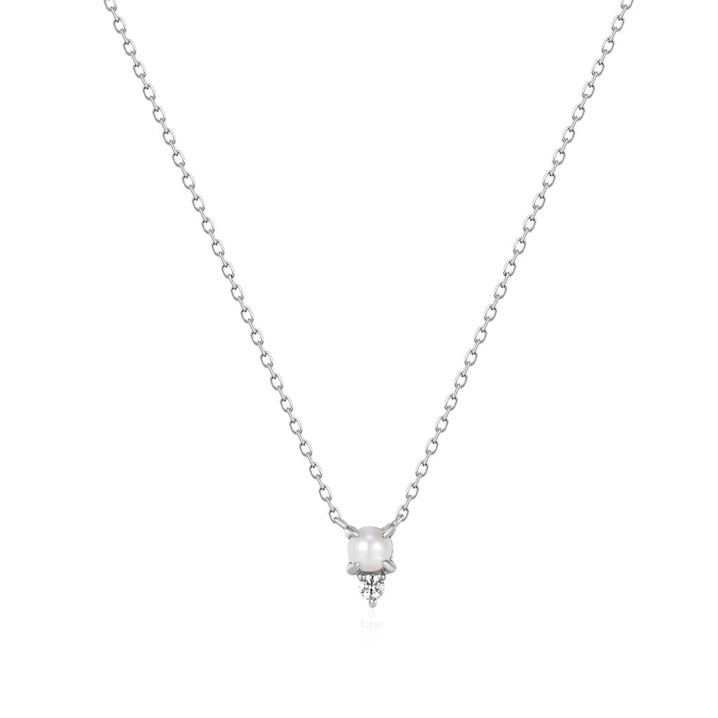 TALIA White Pearl and White Sapphire Necklace