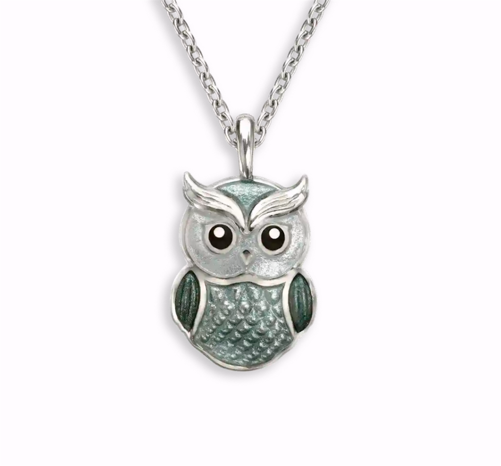 Gray Sterling Silver Owl neckl
