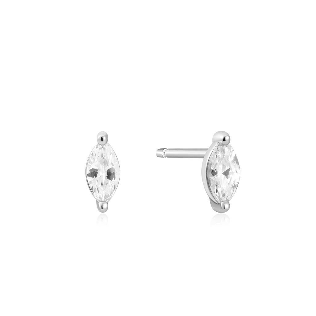 Silver Marquise Solitaire Stud