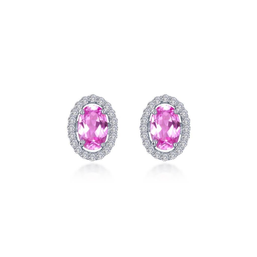 Fancy Lab-Grown Sapphire Halo Stud Earrings