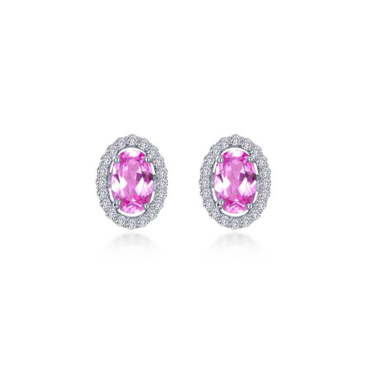 Fancy Lab-Grown Sapphire Halo Stud Earrings