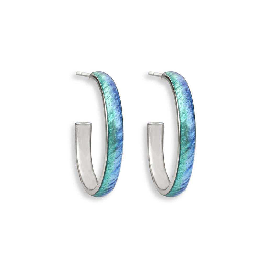 Enameled Turquoise Hoop Earrings