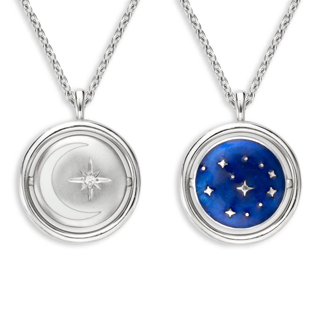 Enameled Blue Night And North Star Necklace