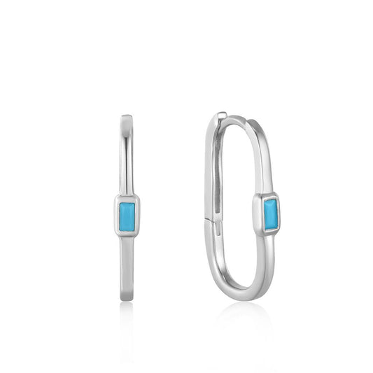 Turquoise Oval Hoop Earrings