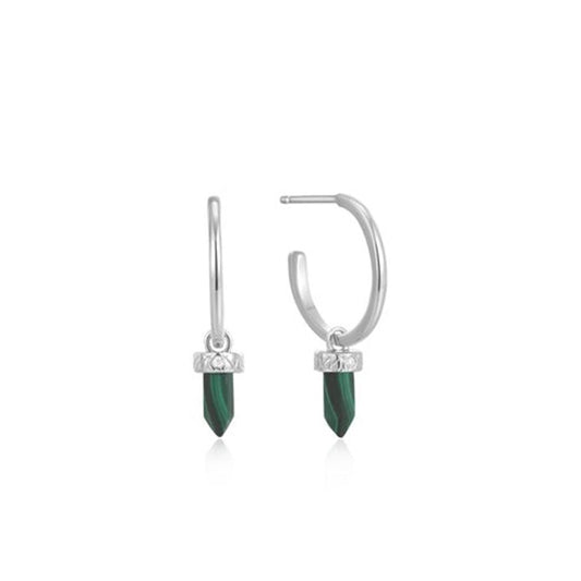 Malachite Point Pendant Small Hoop Earrings