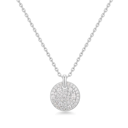 Silver Large Pav� Disc Necklac