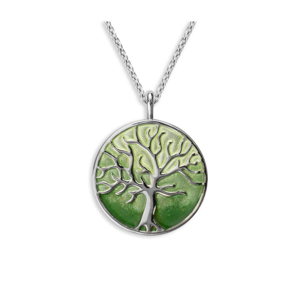 Green Enameled Tree of Life Necklace