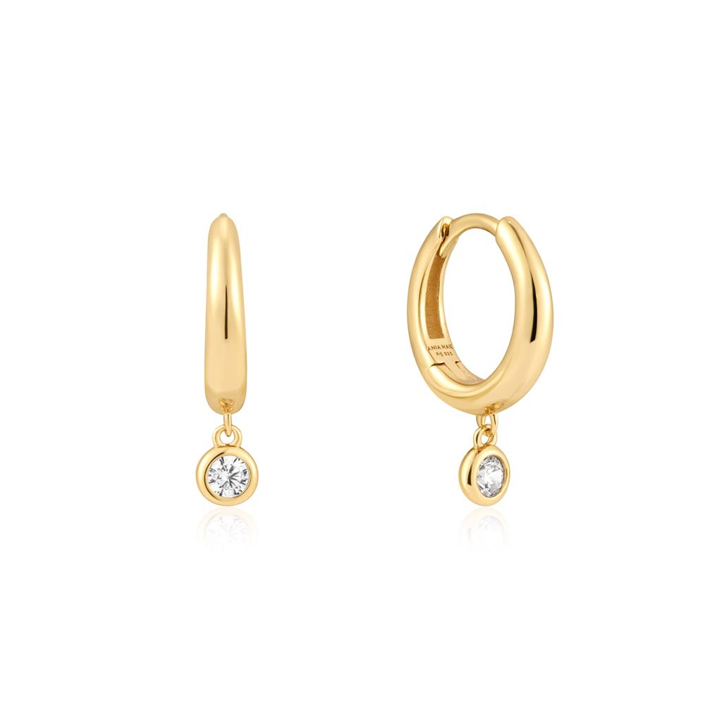 Gold Cubic Zirconia Drop Huggi