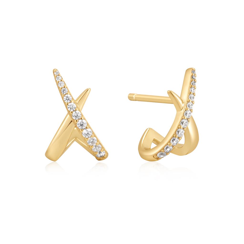 Gold Kiss Polished Pav� Studs