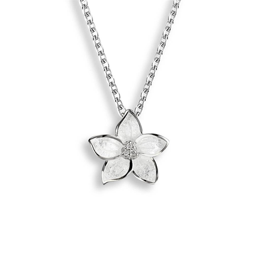 Nicole Barr Enameled White Stephanotis Necklace