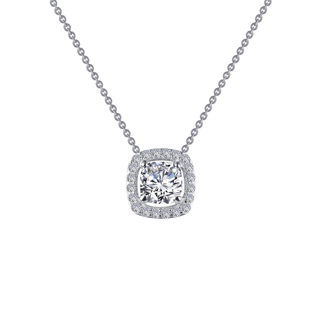 Cushion-Cut Halo Necklace