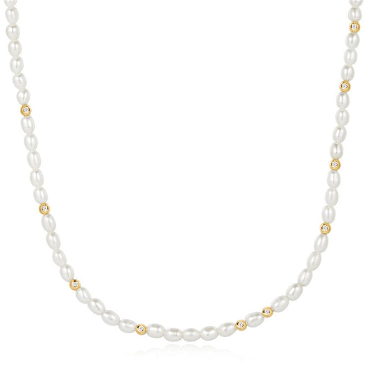 Gold Freshwater Pearl and Whit