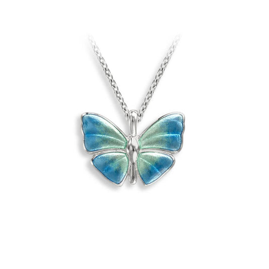 Turquoise Butterfly Enameled Necklace