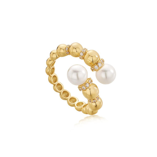 Gold Pearl Sparkle Wrap Ring