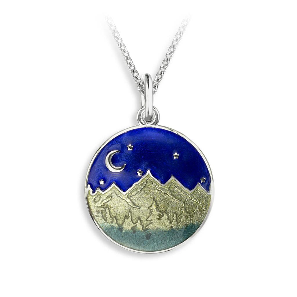 Enameled Mountain Landscape Necklace