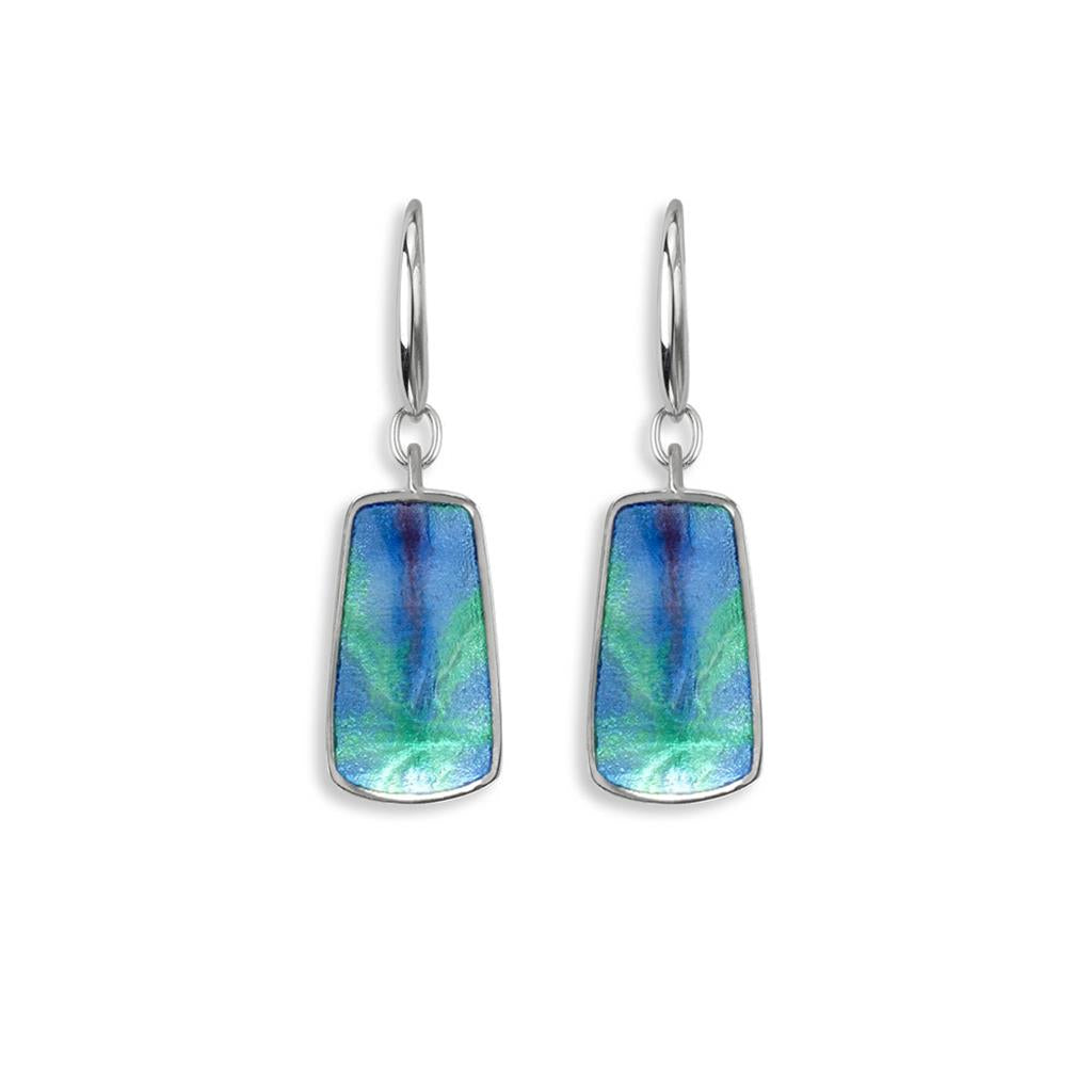 Enameled Blue Aurora Wire Earrings