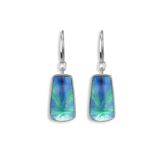 Enameled Blue Aurora Wire Earrings