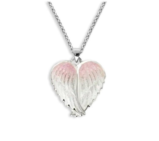 White and Pink Enameled Angel Wings