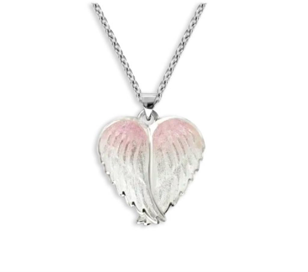 White and Pink Enameled Angel Wings