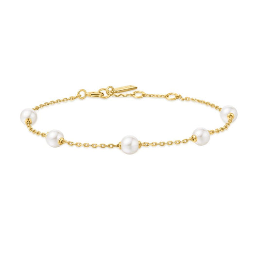 Gold Pearl Station Bracelet
