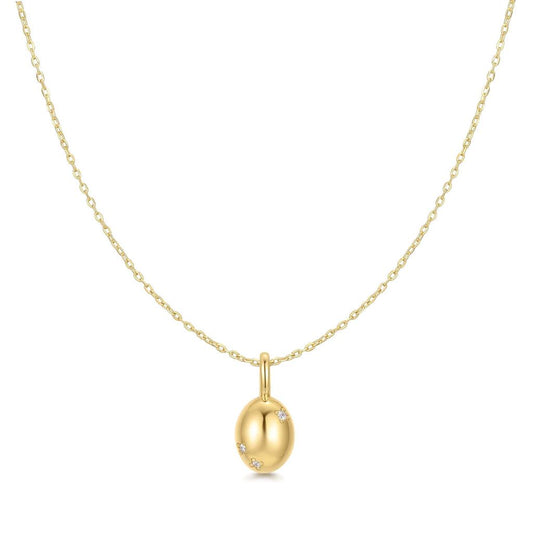 Gold Floral Oval Pendent Neckl