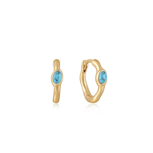 Turquoise Wave Huggie Hoop Ear