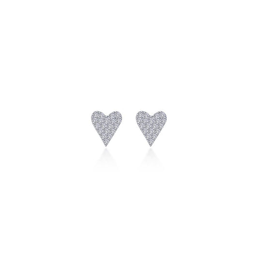 Pave Heart Stud Earrings