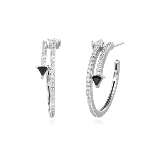 Silver Pave Double Arrow Stud