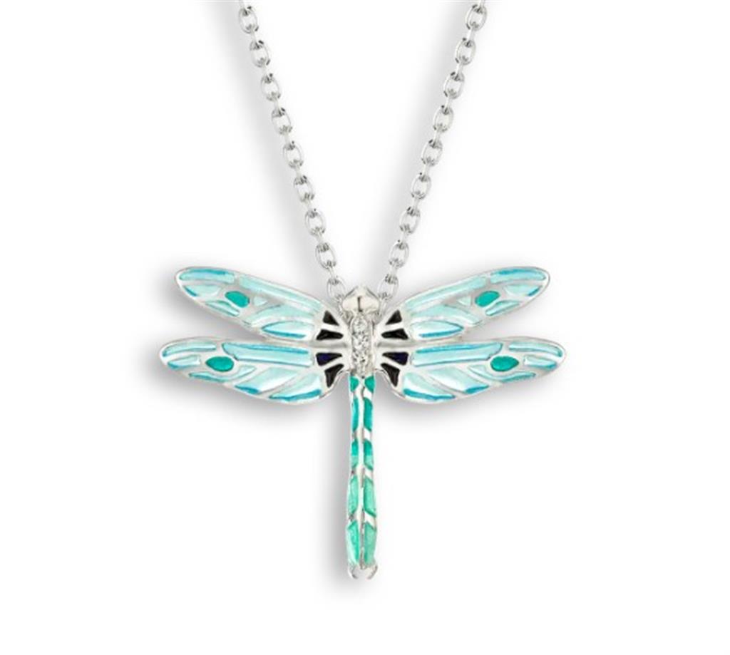 Blue Plique-A-Jour Enameled Dragonfly Necklace