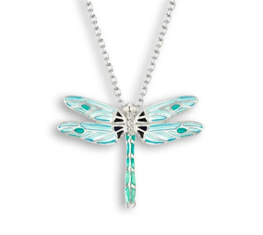 Blue Plique-A-Jour Enameled Dragonfly Necklace