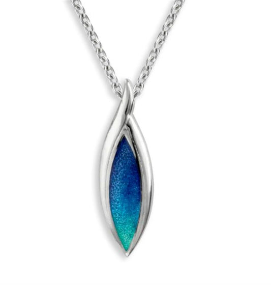 Turquoise Marquise Enameled Watercolor Necklace