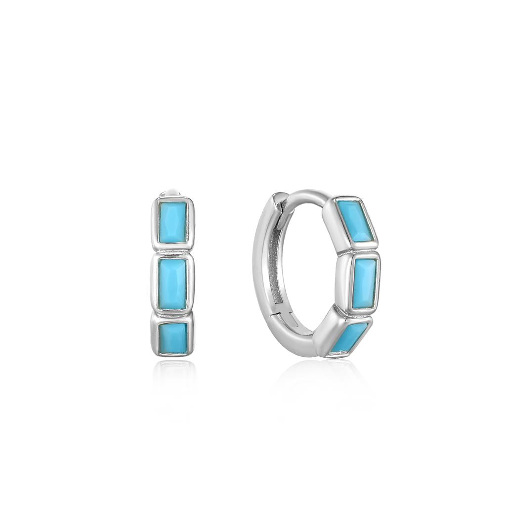 Turquoise Huggie Hoop Earrings