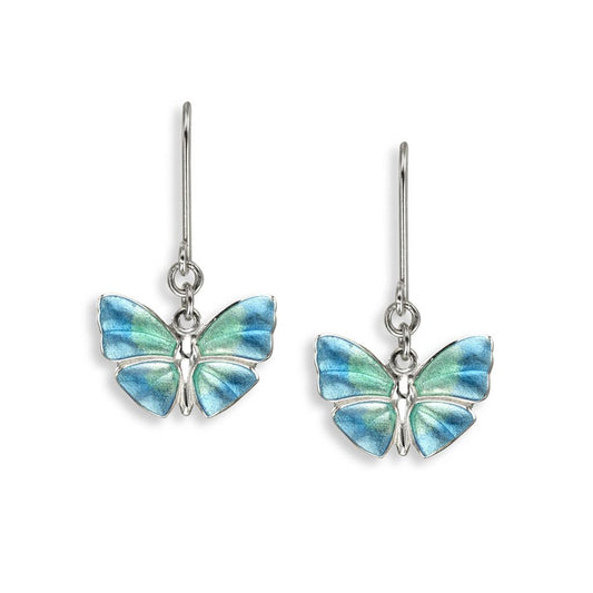 Turquoise Butterfly Enameled Earrings