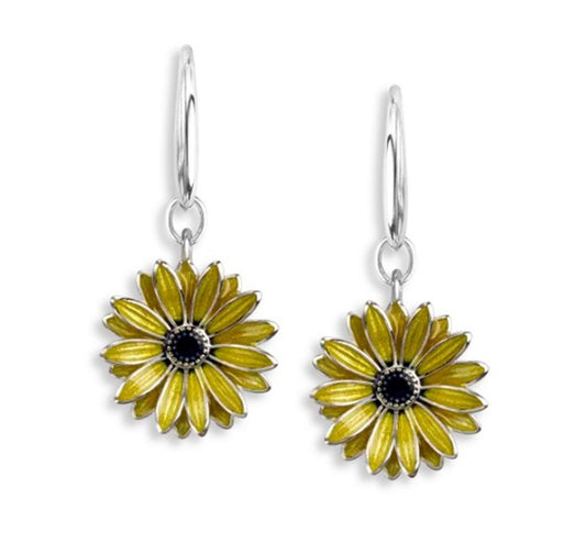 Black Eyed Susan Enameled Earrings