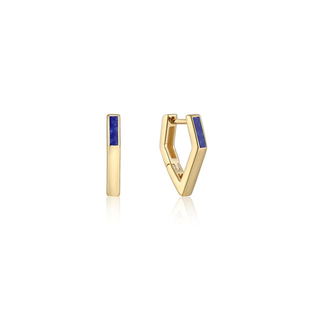 Lapis Angular Hoop Earrings