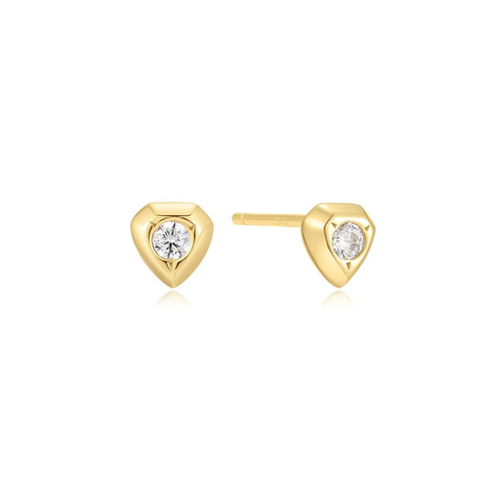 Gold Sparkling Shield Stud Ear