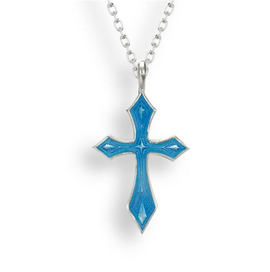 Blue Cross Enameled Necklace.