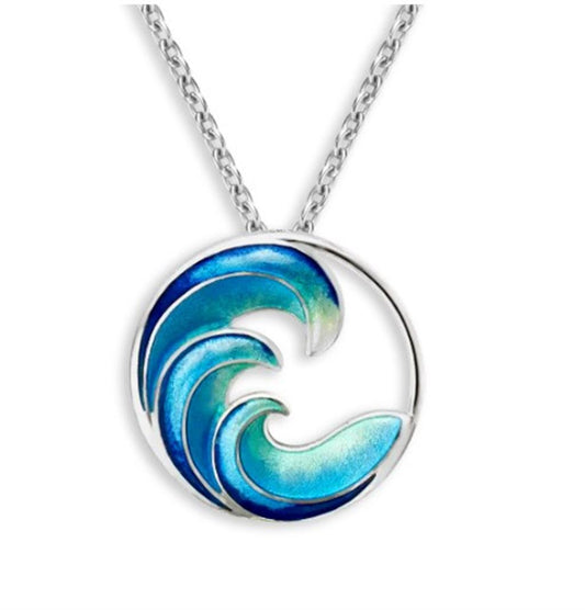 Turquoise Ocean Waves Enameled Necklace